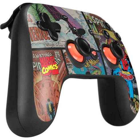 Marvel Classic Comics Amazing Spider-Man Collage Google Stadia Controller Skin